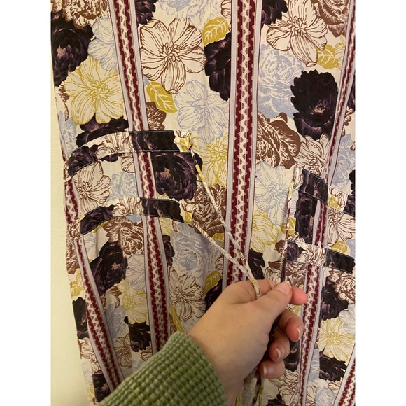 SUNO Floral Print Silk V Neck Short Sleeve Drawstring Waist Dress Womens Size 8 - Picture 3 of 7